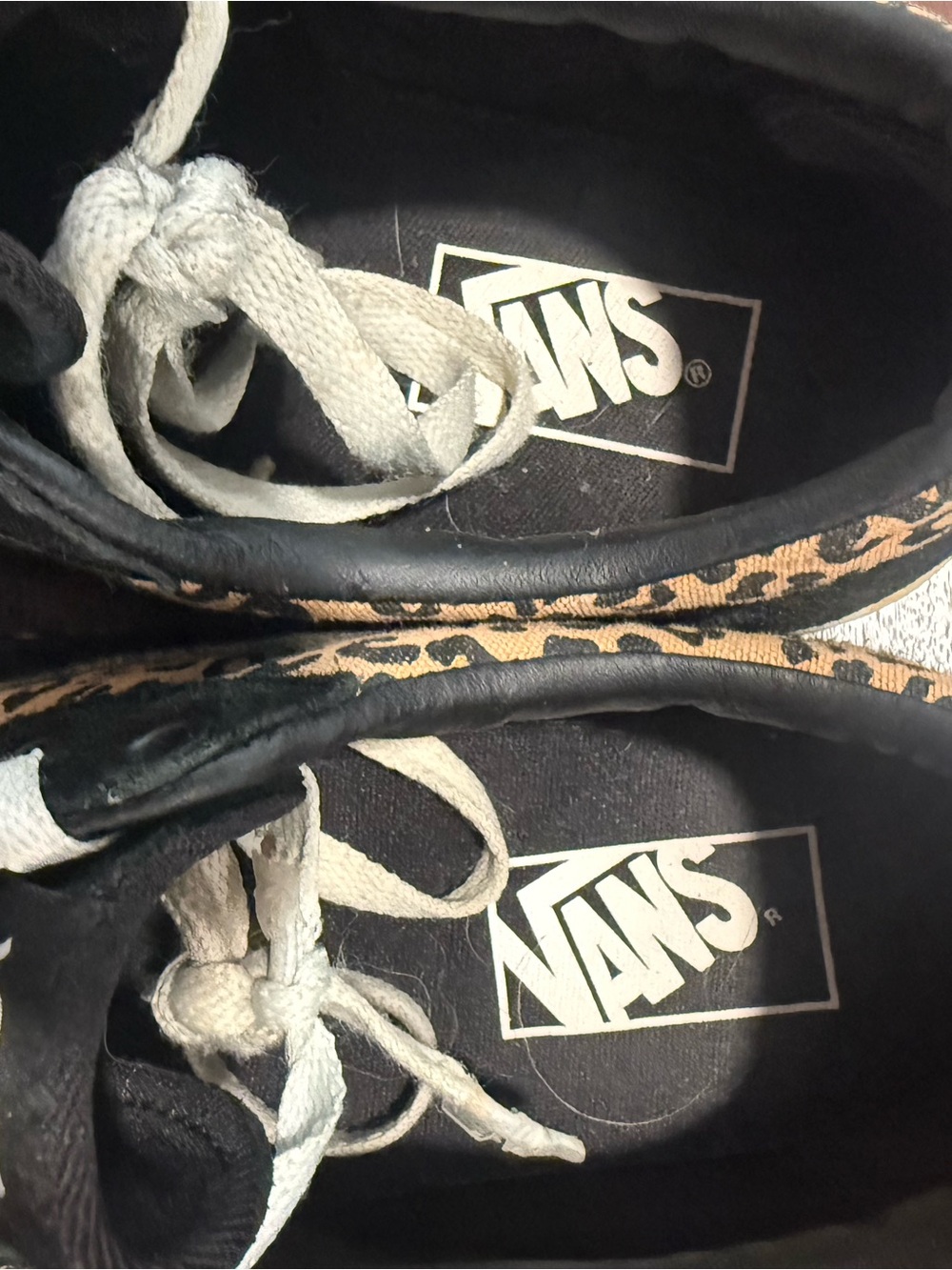 Vans Black and Tan Leopard-Print Low-Top Sneakers woman 7.5 - Picture 6 of 7